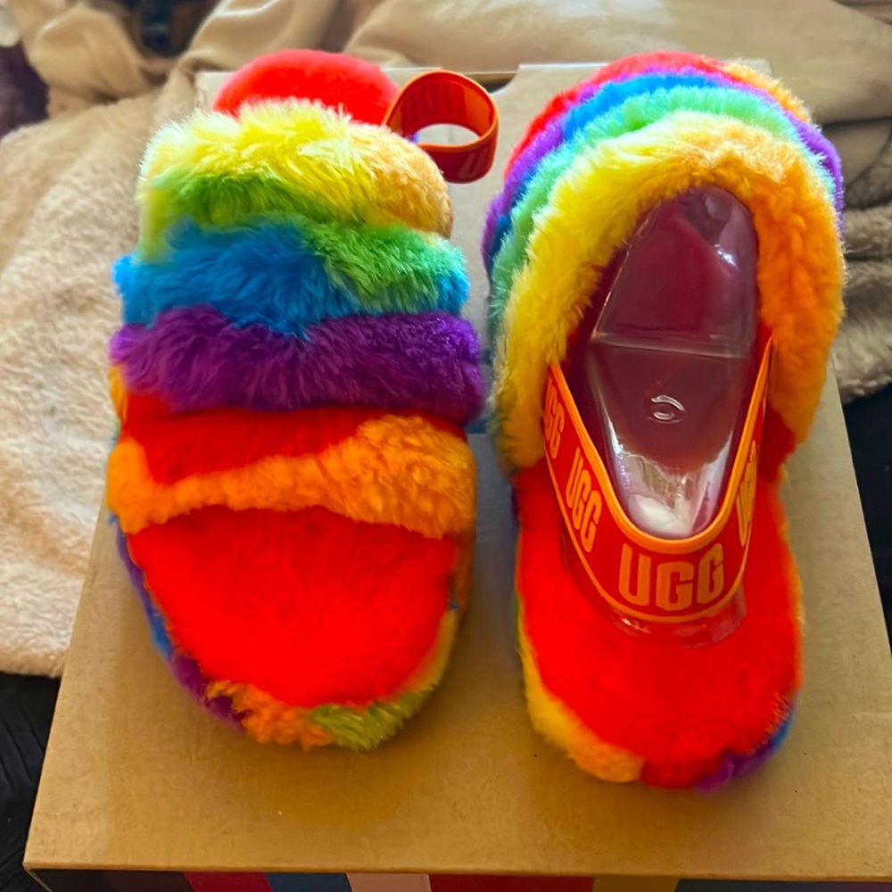 Ugg K fluff yeah slide Multicolored NIB